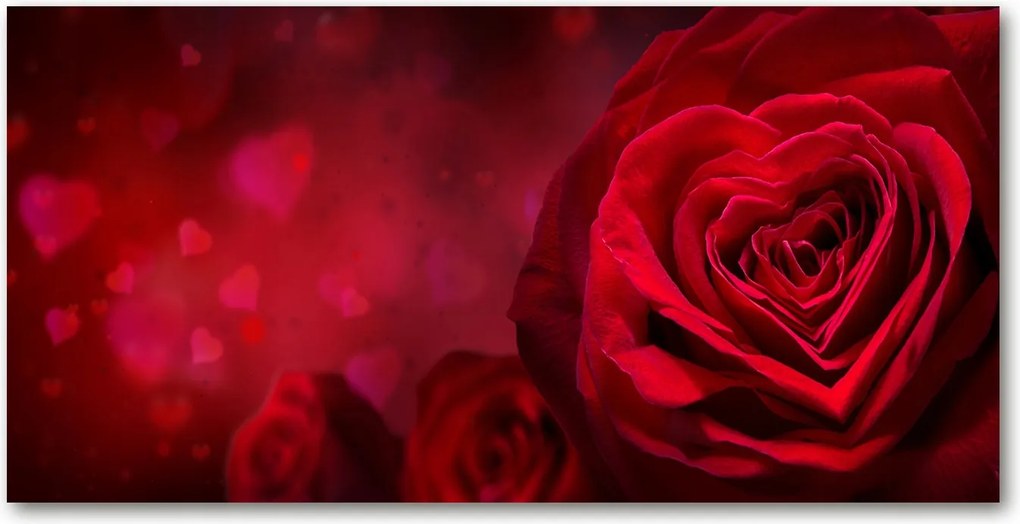 Fotó üvegkép Vörös rózsa szív 140x70