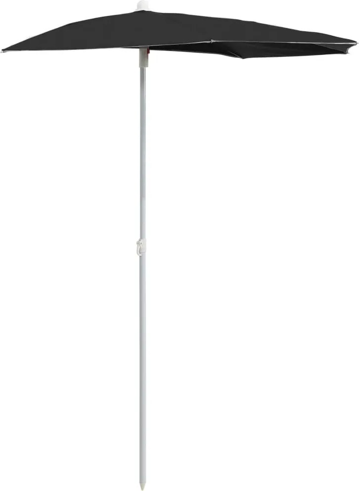 vidaXL fekete félköríves napernyő rúddal 180 x 90 cm