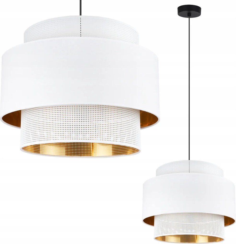 Mennyezeti Függőlámpa Csillár Áttört Fehér-arany Glamour Lámpaernyővel