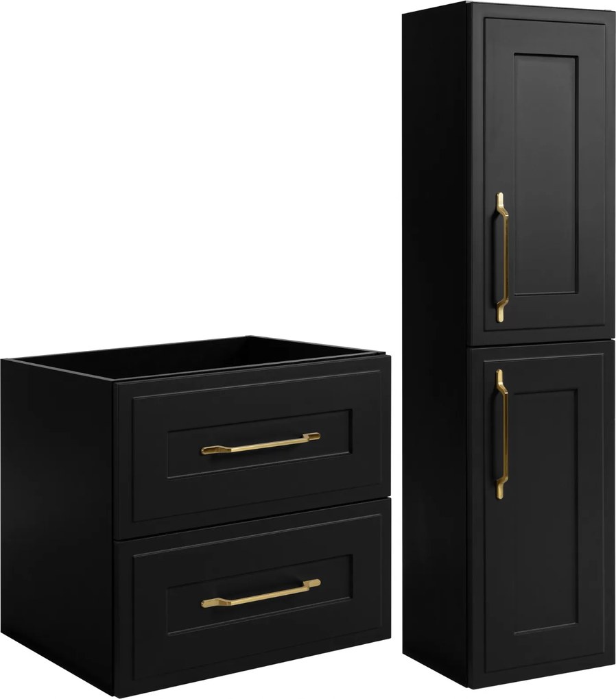 Fürdőszoba szekrény szett 60-as szekrény 136 fekete lógó Mdf keret