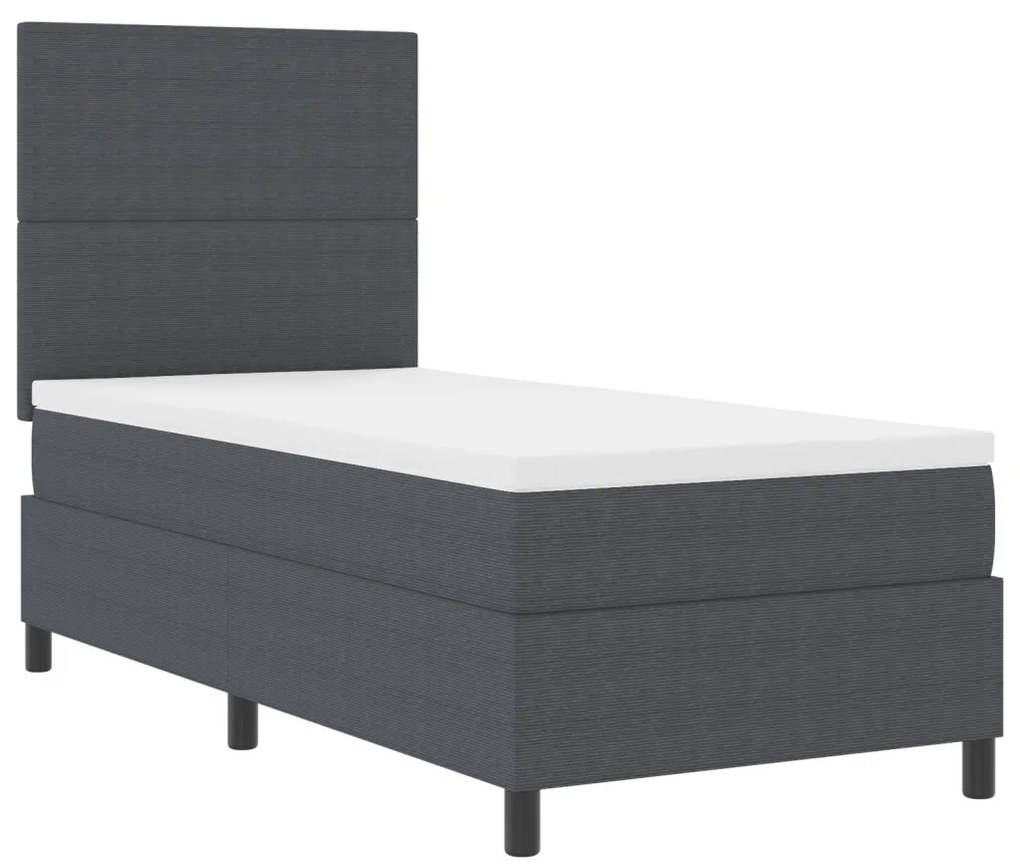 Box Spring Ágy matraccal & LED Sötétszürke 80x200 cm Bársonyos Szövet