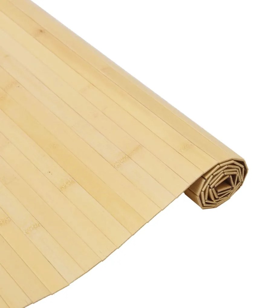 négyszögletű világos természetes bambusz szőnyeg 80 x 100 cm