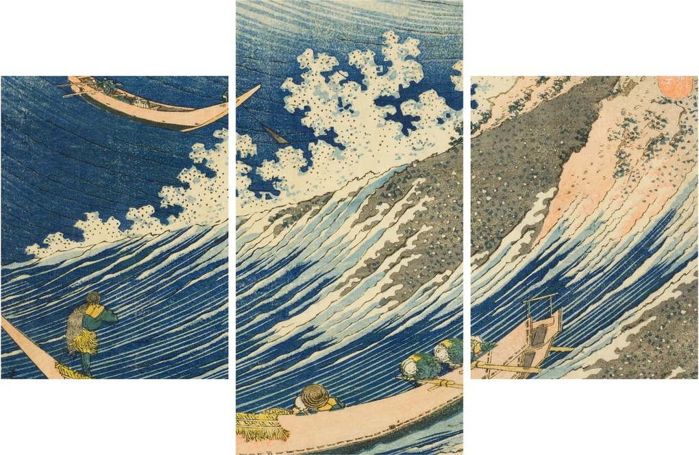 Kép - Katsushika Hokusai, Fishing Boats at Choshi in Shimosa (Soshu Choshi) , reprodukciók (90x60 cm)