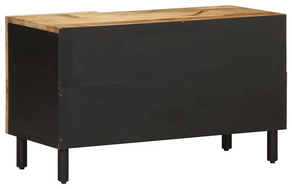 fekete tömör nyers mangófa TV-szekrény 80 x 33,5 x 46 cm