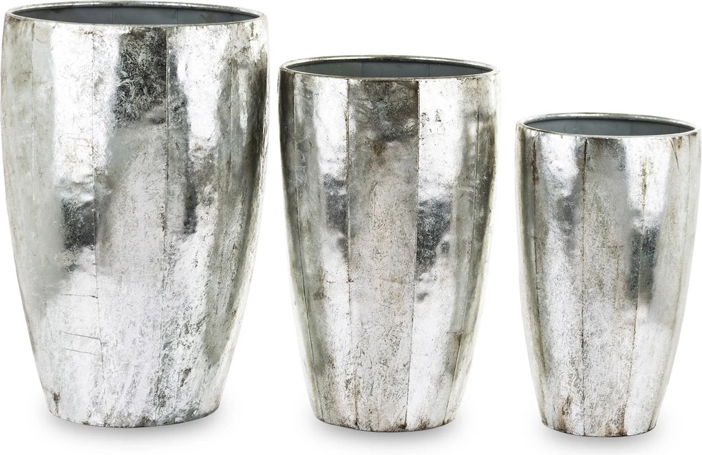 Fém kaspóvédő ezüst öregített kpl.3db-os szett kaspóvédő