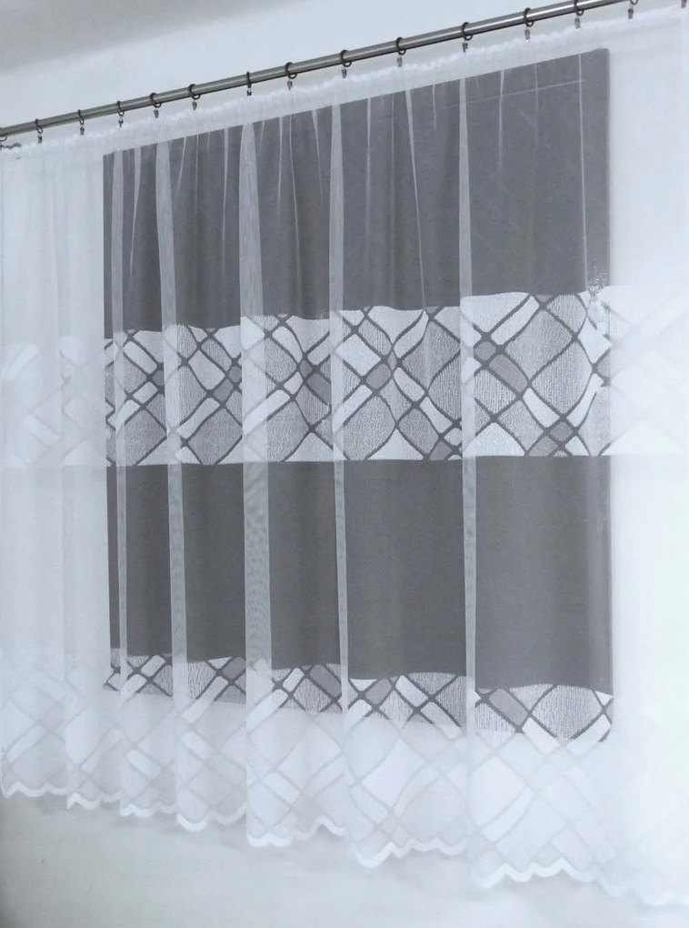 Mg Függöny jacquard 768/4 Fehér 200X180 got szalaggal M