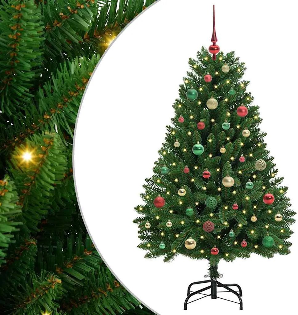 vidaXL Mű karácsonyfa 150 LED-del Zöld 150 cm PVC és fém