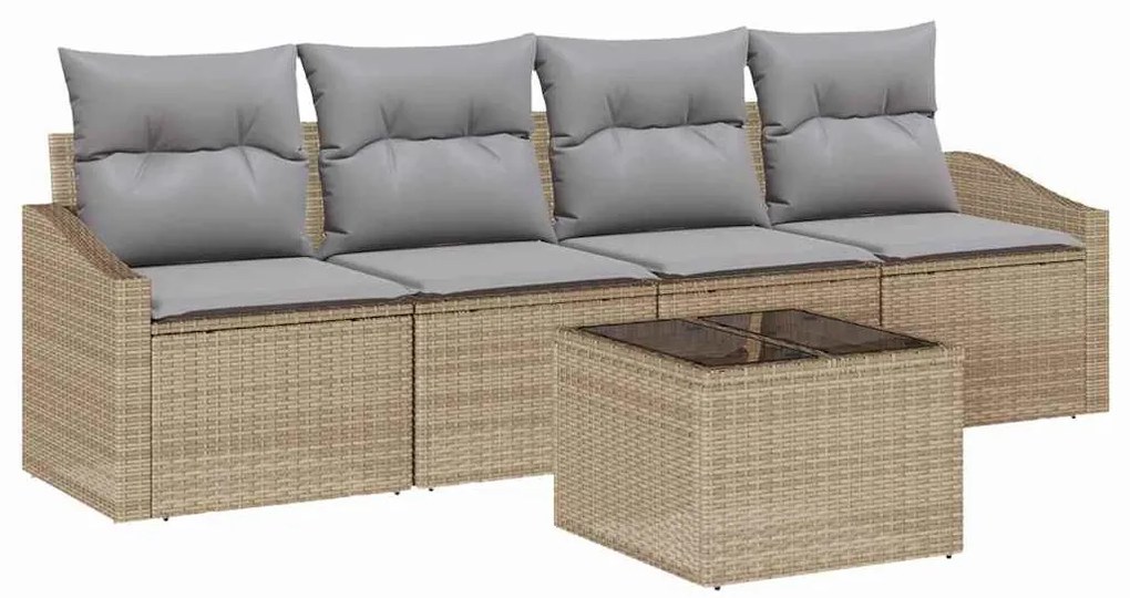 Kerti Kanapé Szett 5 pcs Beige és Világosszürke 55 x 55 x 37 cm