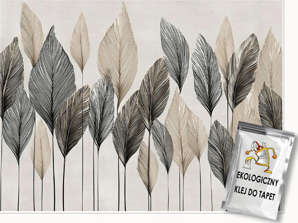 Fotótapéta Levelek Absztrakt Bézs Boho Falra Hálószoba Nappali 250x175