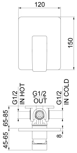 Sapho - TURSI falba süllyeszthető zuhanycsaptelep, fényes króm