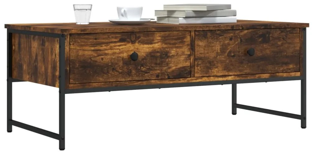 Füstös tölgy színű szerelt fa dohányzóasztal 101 x 49 x 39,5 cm