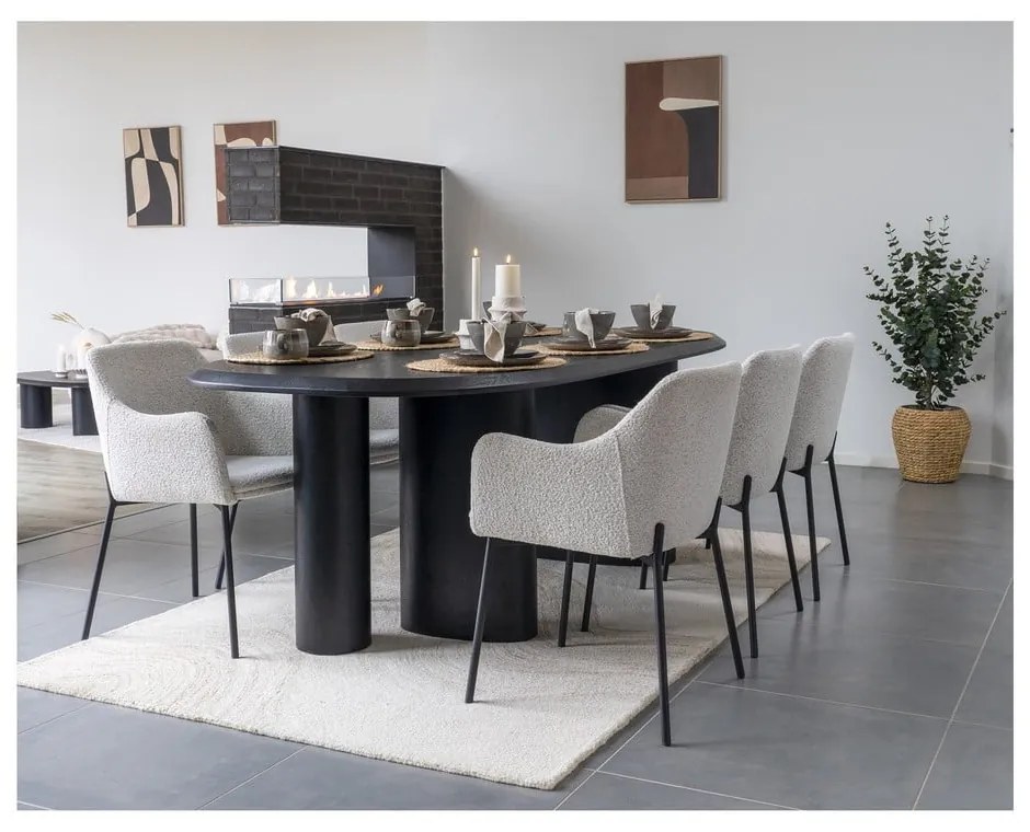 Fehér kárpitozott karfás étkezőfotel Melilla – House Nordic