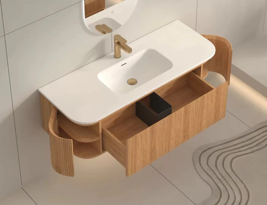 AREZZO design SIERRA 120 cm-es Fürdőszoba alsószekrény 1 fiók, 2 ajtó, tölgy