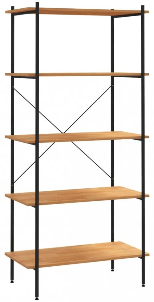 5 szintes polcrendszer fekete és tölgy 80x40x163 cm