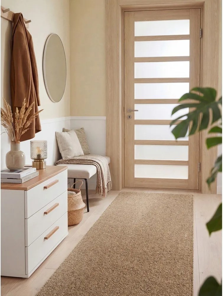 Világosbarna mosható futószőnyeg 80x240 cm Rocco Caramel – Elle Decoration