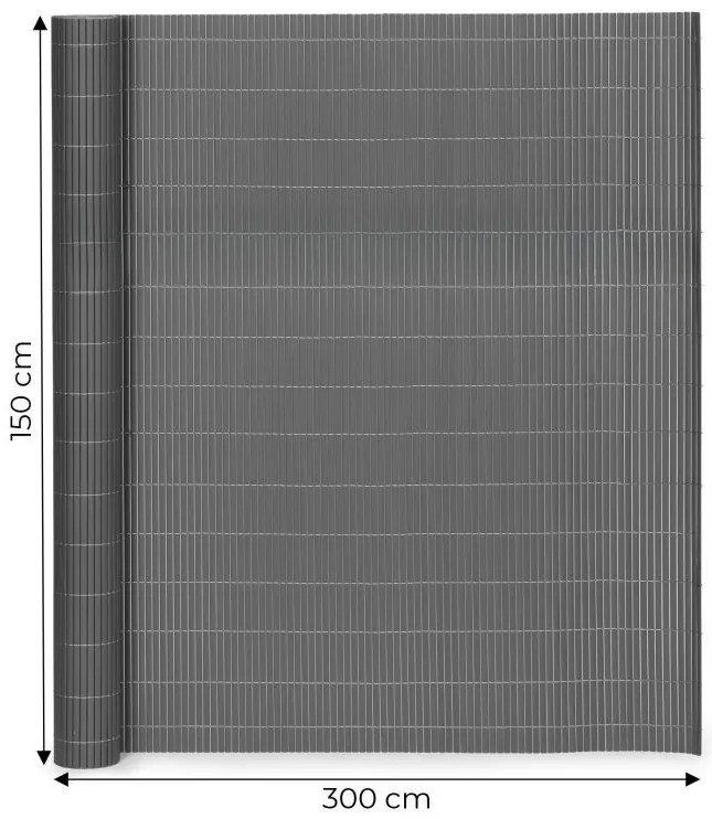 Megfordítható antracit PVC balkon, kerítés és terasz paraván Szélesség: 1,5 m | Hosszúság: 3 m