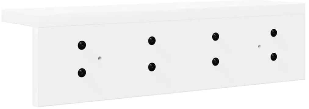 Fali Kabáthorog polcokkal Fehér 40 x 10.5 x 10.5 cm Faanyag