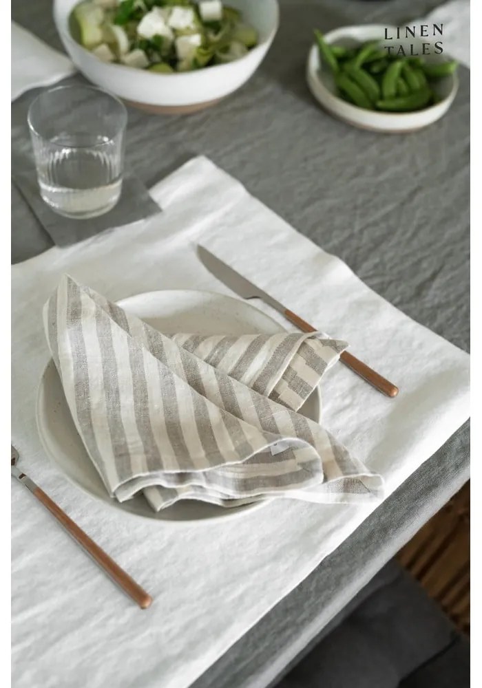 Len konyharuha 45x65 cm Natural White Stripes – Linen Tales