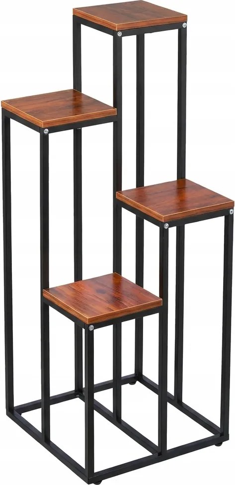Fém Növénytartó Állvány Fa Polcokkal 100CM 40CM 40CM