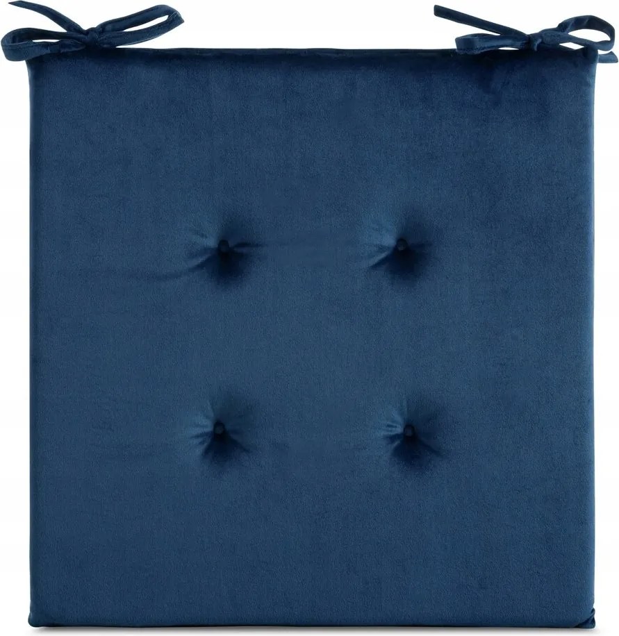 Gaja székpárna 40x40x3 Eurofirany sötétkék, dekoratív foltvarrással