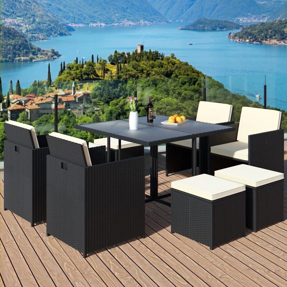 Casaria® Kerti rattan szett America 4+4 - antracit