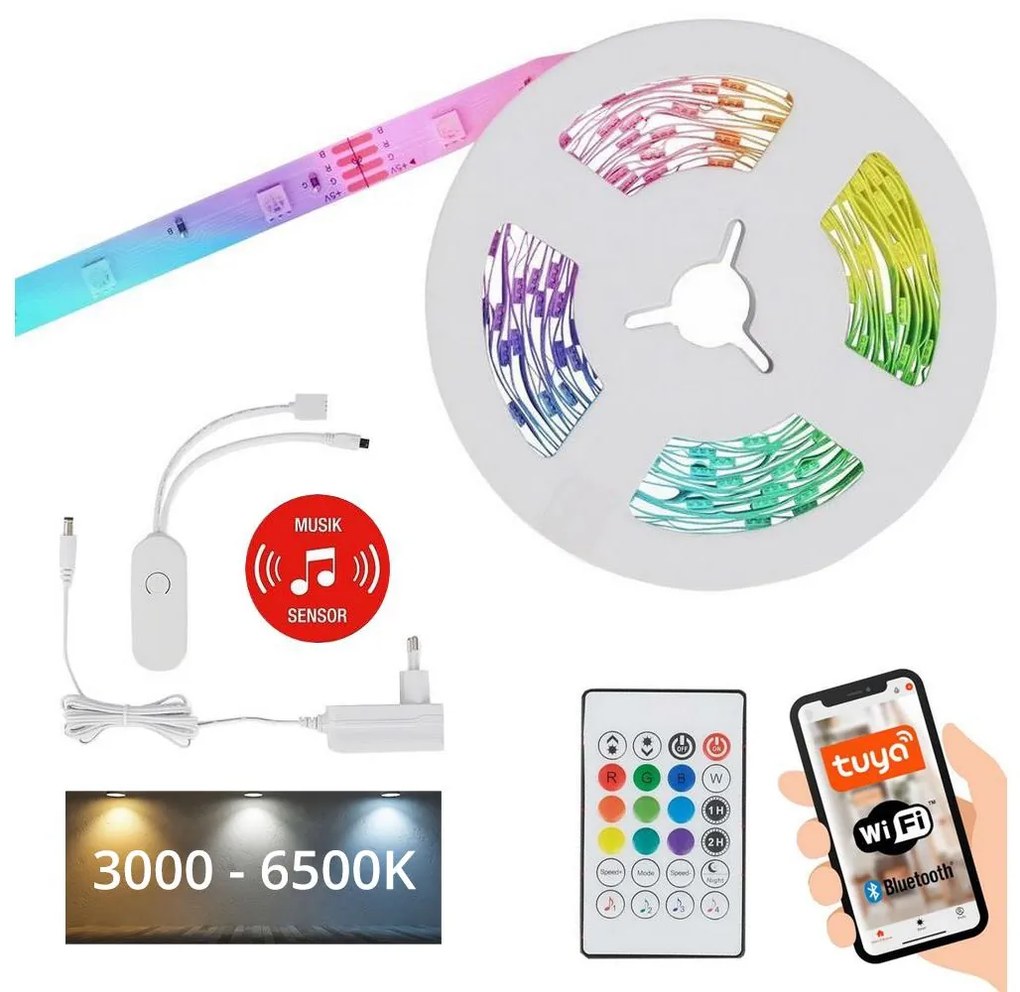 Brilo Brilo - LEG RGBW Dimmelető szalag 6,65m LED/18W/230V Wi-Fi Tuya + távirányító BL1241
