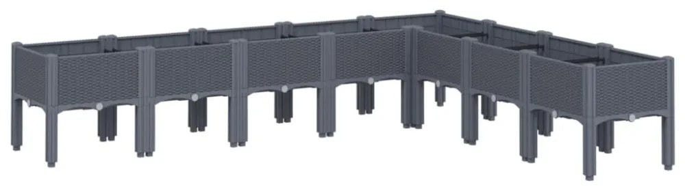 vidaXL kékszürke PP rácsos kerti ültetőláda 200 x 160 x 42 cm
