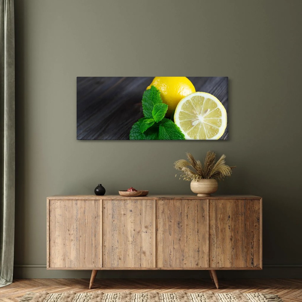 Citrom és a menta az asztalon képe (120x50 cm)