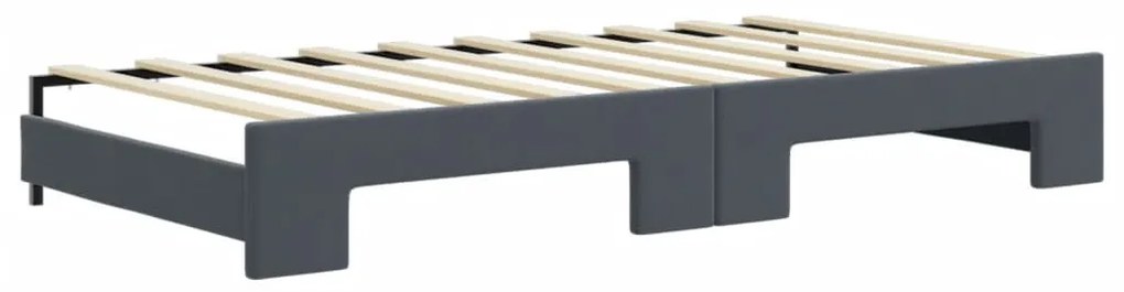 sötétszürke kihúzható bársony heverő fiókkal 90 x 190 cm