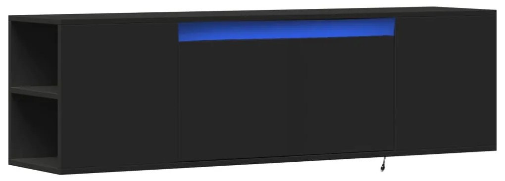 fekete fali TV-szekrény LED-világítással 135x31x39,5 cm