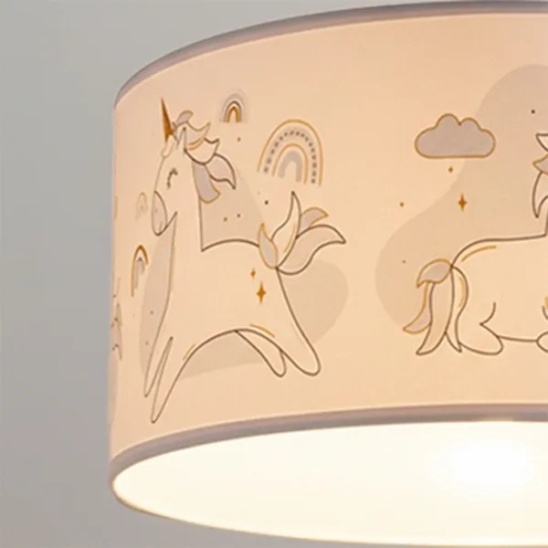 Brilagi - LED gyerek függeszték zsinóron BOBO 1xE27/60W/230V átm. 35 cm fehér/unikornis mintás