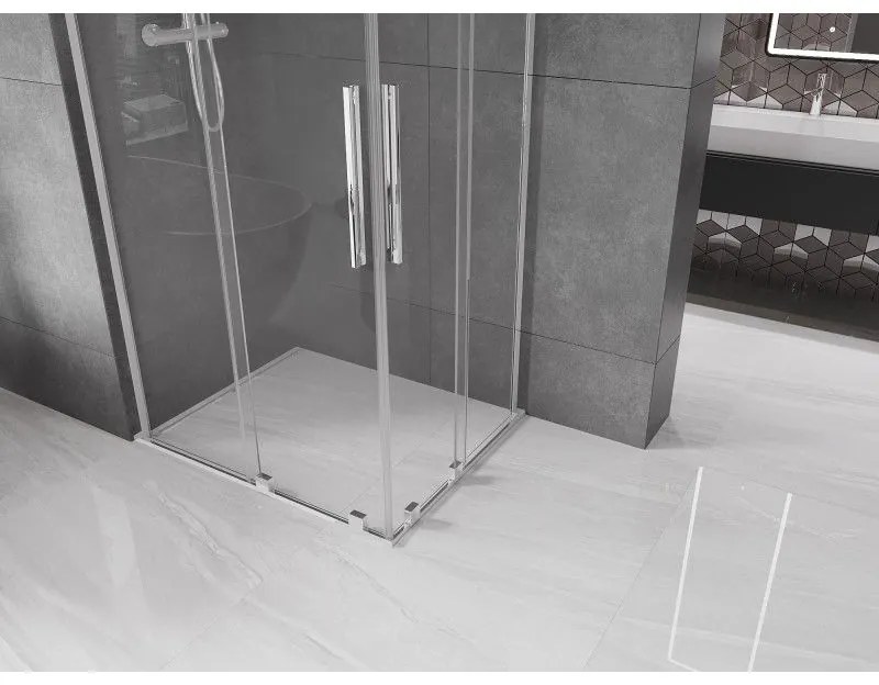 Mexen Velar L Duo, zuhanykabin tolóajtóval 90 x 80 cm, 8mm átlátszó üveg, króm, 871-090-080-02-03-01