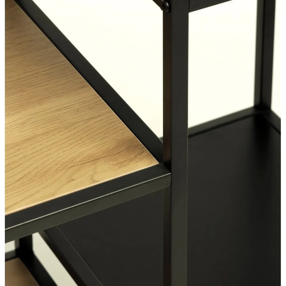 Fekete-natúr színű könyvespolc tölgyfa dekorral 80x180x35 cm Altino – Unique Furniture