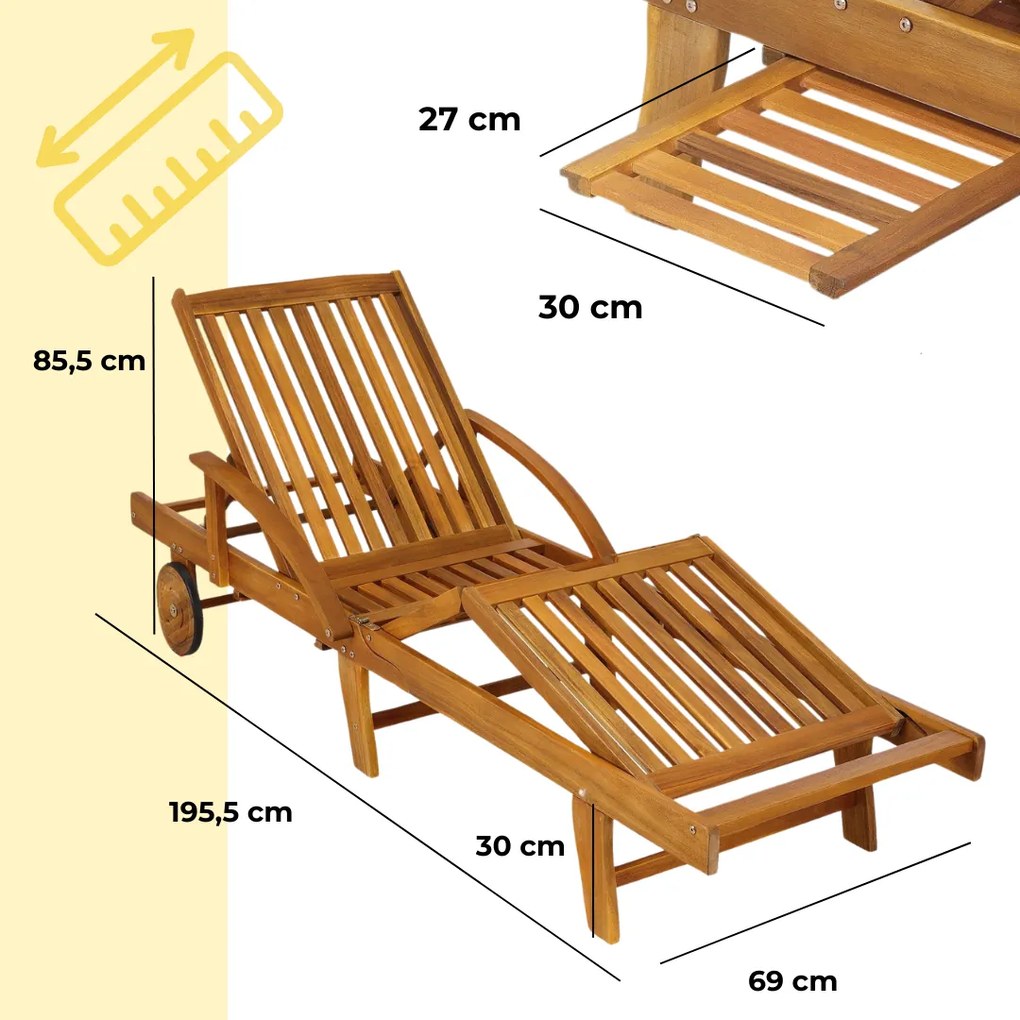 TAMI SUN kerti nyugágy, 195,5x69x85cm, természetes barna Jurhan