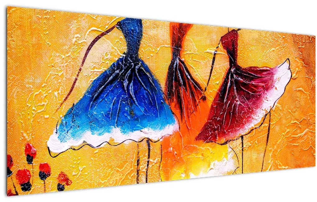 Kép - olajfestmény, balerinák (120x50 cm)