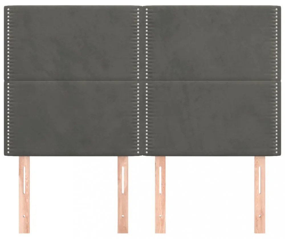 4 db sötétszürke bársony fejtámla 72 x 5 x 78/88 cm