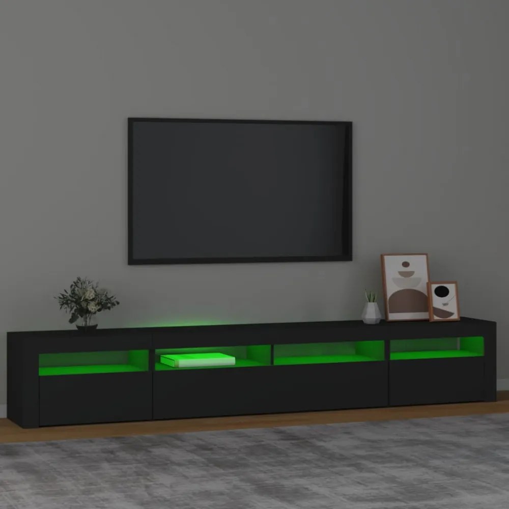 fekete TV-szekrény LED-lámpákkal 240x35x40 cm