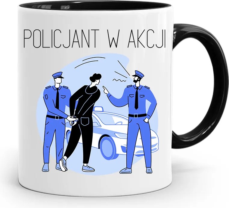 Fekete Bögre Rendőrnőnek Akcióban, fényképes nyomattal