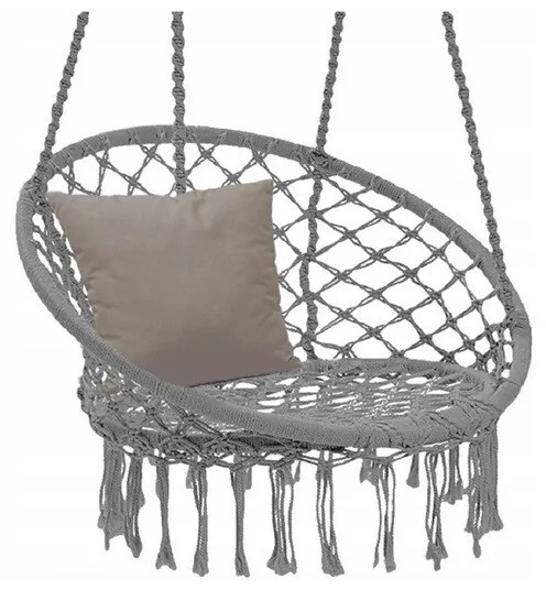 BOHO kerti függőfotel, 80 x 60 x 120 cm, szürke