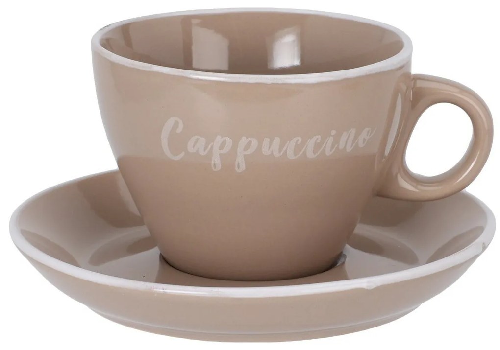 4 db Cappuccino 220 ml-es kőagyag csésze éscsészealj szett, vegyes színekben