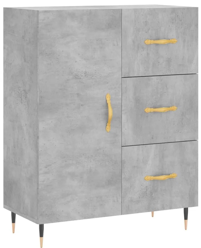 betonszürke szerelt fa magasszekrény 69,5 x 34 x 180 cm