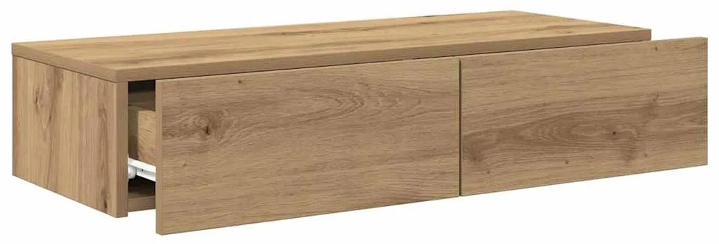 Falipolc fiókokkal artisian tölgy 80x33x17 cm műszaki fa
