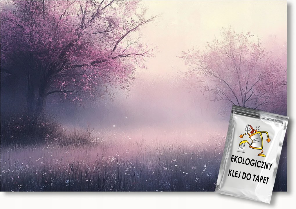 Fotótapéta Flizelina Rózsaszín Reggel Hajnal Fák Virágok Köd 300x210 ragasztó