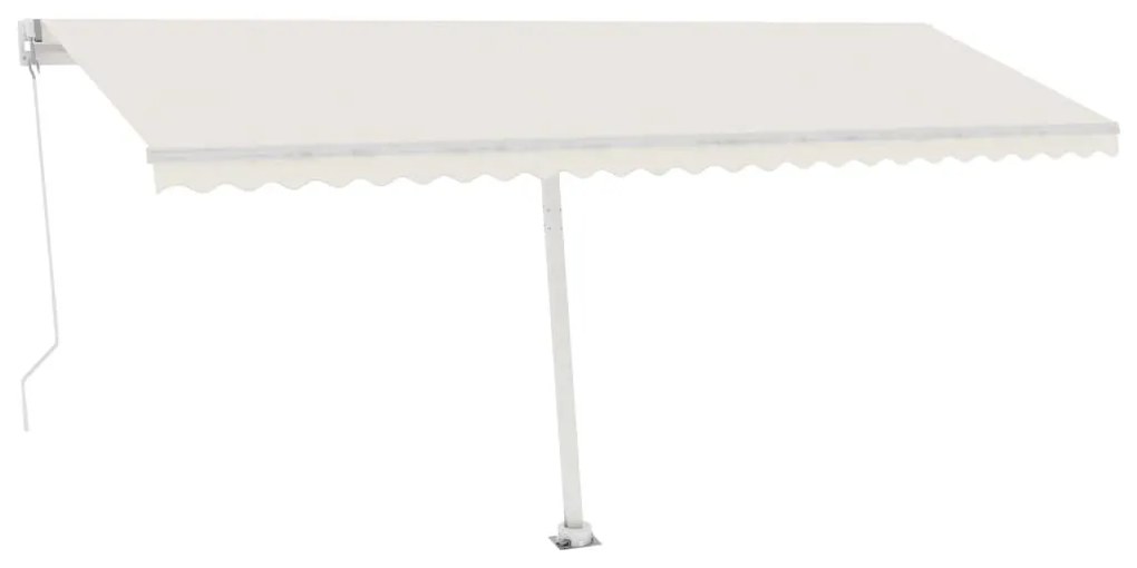 Krémszínű kézzel kihúzható LED-es napellenző 500x350 cm