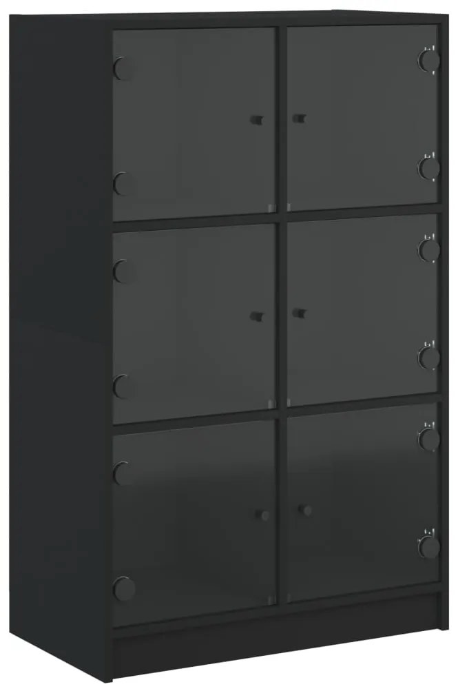 fekete szerelt fa magasszekrény ajtókkal 68 x 37 x 109 cm