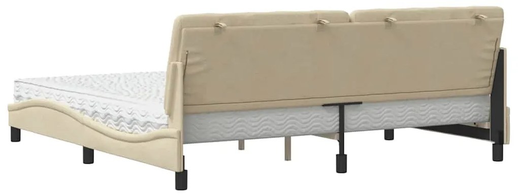 ágy matraccal krém 200x200 cm szövet