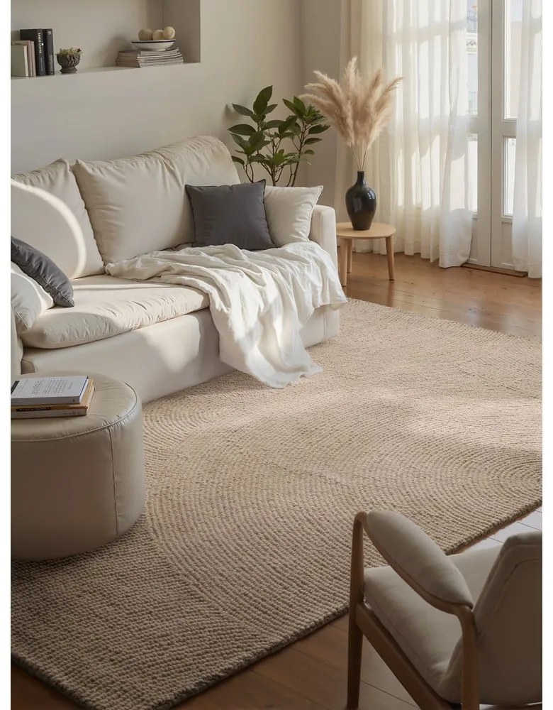 Bézs kézi szövésű gyapjú szőnyeg 120x180 cm Eleni Light Beige – Hanse Home