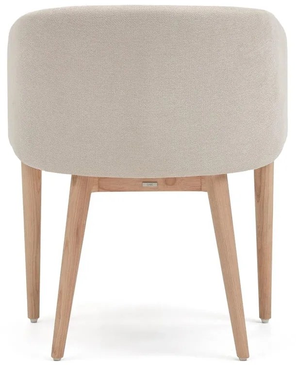 Krémszínű kárpitozott karfás étkezőfotel Harlan – Kave Home