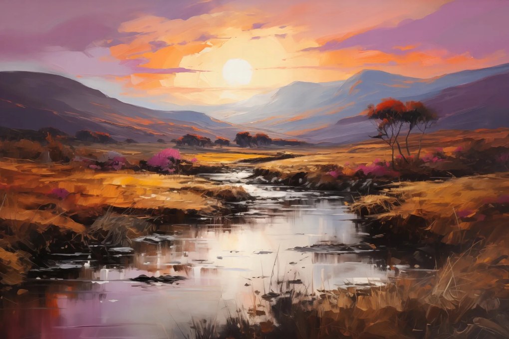 Poszter 60x40cm Naplemente a vad folyó felett