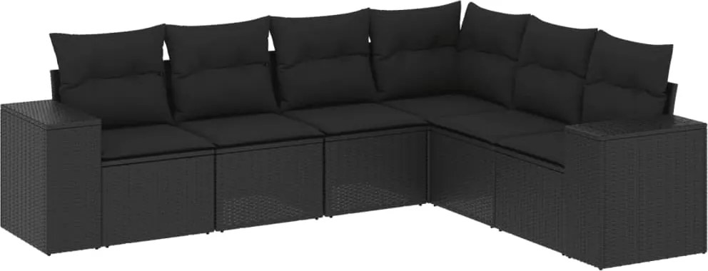 vidaXL 6 részes fekete polyrattan kerti ülőgarnitúra párnákkal